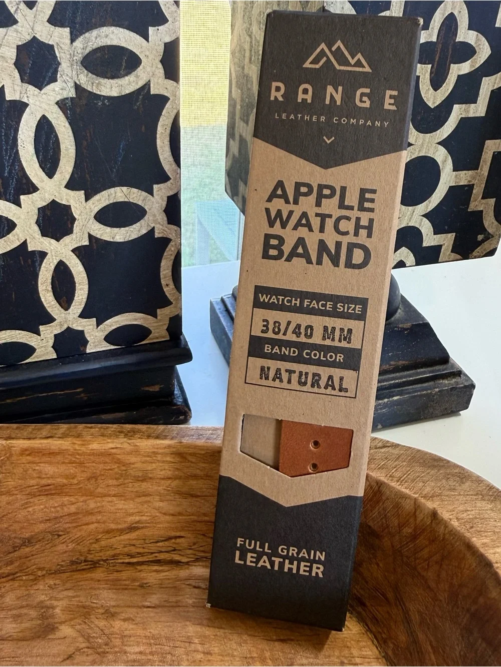 Range Leather Co. Apple Watch Band Full Grain Leather in Natural NIB Sz 38/40mm
